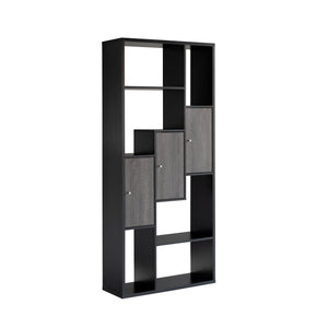 Bookcase Display Storage Cabinet, Multi Shelves - Black / Distressed Gray by Couch.com