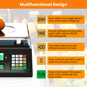 88lb Price Computing Scale Digital Commercial Food Scale with Counting Function