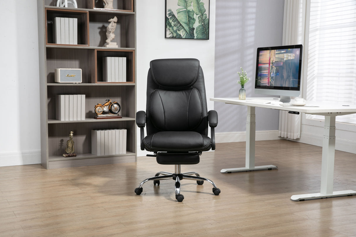 Couch.com Big And Tall Office Chair, High Back Ergonomic Office Chair With Footrest, Executive Office Chair For Back Pain Relief Black, Durable Design, Faux Leather Construction, Black Finish by Couch.com
