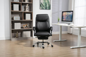Couch.com Big And Tall Office Chair, High Back Ergonomic Office Chair With Footrest, Executive Office Chair For Back Pain Relief Black, Durable Design, Faux Leather Construction, Black Finish by Couch.com