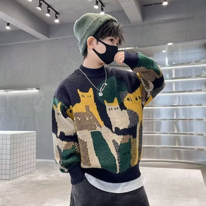 Thickened Knitted Pullover For Older Children And Boys