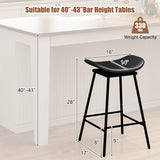 Set of 2 Swivel Barstools Faux Leather Upholstered Backless with Footrest-Black