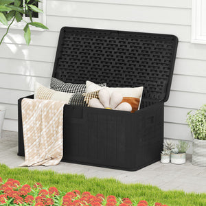 100 Gallon Large Deck Box with Lockable Lid for Patio-Black
