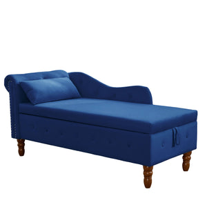 Chaise Lounge Indoor, Velvet Lounge Chair For Bedroom With Storage & Pillow, Modern Upholstered Rolled Arm Chase Lounge For Sleeping With Nailhead Trim For Living Room Bedroom Office by Couch.com