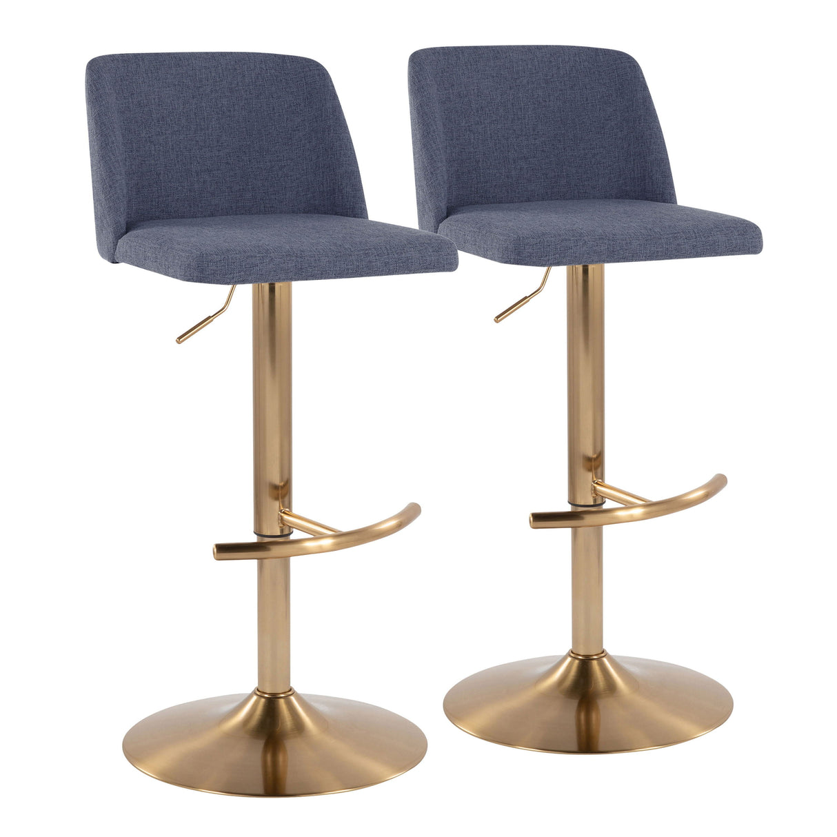 Toriano - Contemporary Adjustable Barstool With Swivel With Rounded T Footrest (Set of 2) by Couch.com
