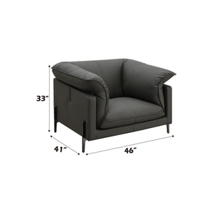 Tadi Top Grain Leather Chair - Black