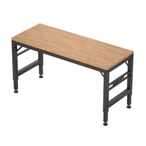 Adjustable Height Workbench, Rubber Wood Top Heavy Duty Workstation With Power Outlets, 2000 Lbs Load Capacity Hardwood Worktable For Workshop, Garage, Office, Home, Commercial - Black by Couch.com