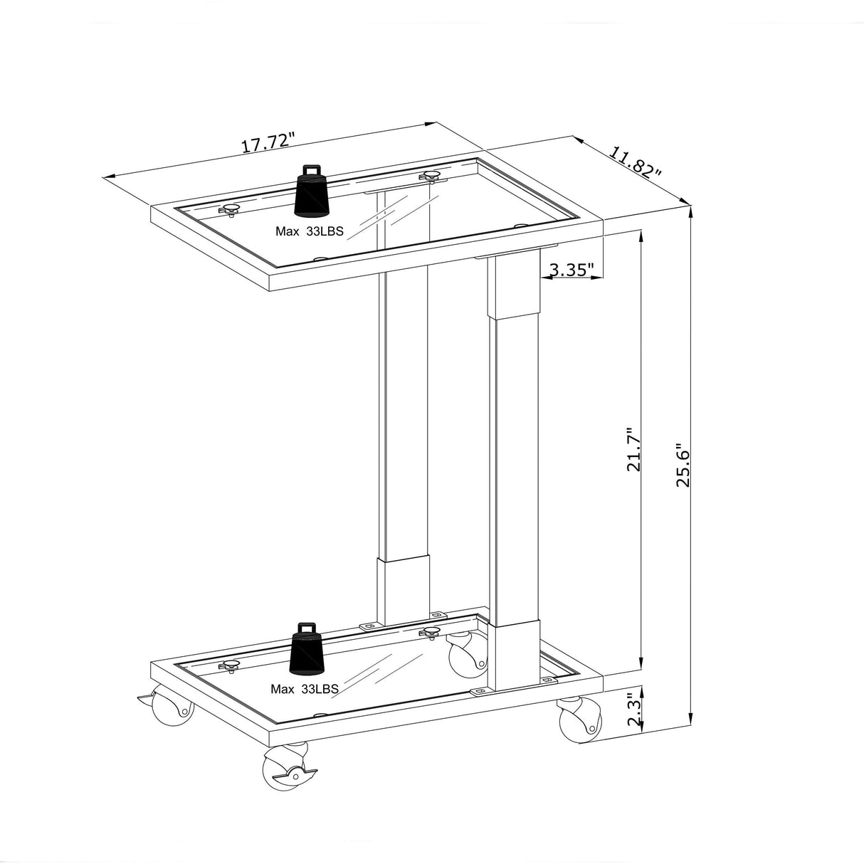 Side Table, Sofa Table, Glass Top C Shape Square Table With Metal Base For Living Room, Bedroom, Balcony Home And Office by Couch.com