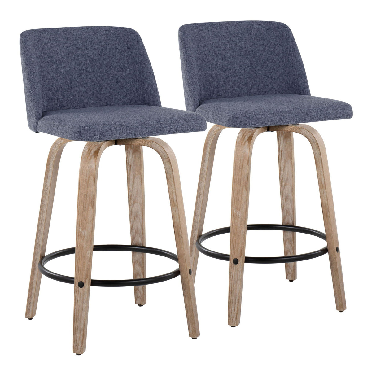 Toriano - Contemporary Fixed-Height Counter Stool & Swivel With Round Footrest (Set of 2) by Couch.com