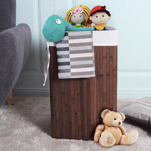 Corner Bamboo Hamper Laundry Basket-Natural