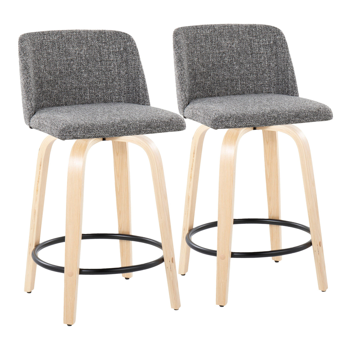 Toriano - Contemporary, Fixed Height Counter Stool With Swivel And Round Footrest (Set of 2) by Couch.com