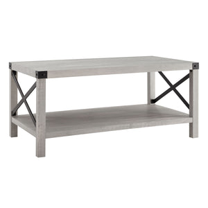 Farmhouse Metal X Table With Lower Shelf by Couch.com