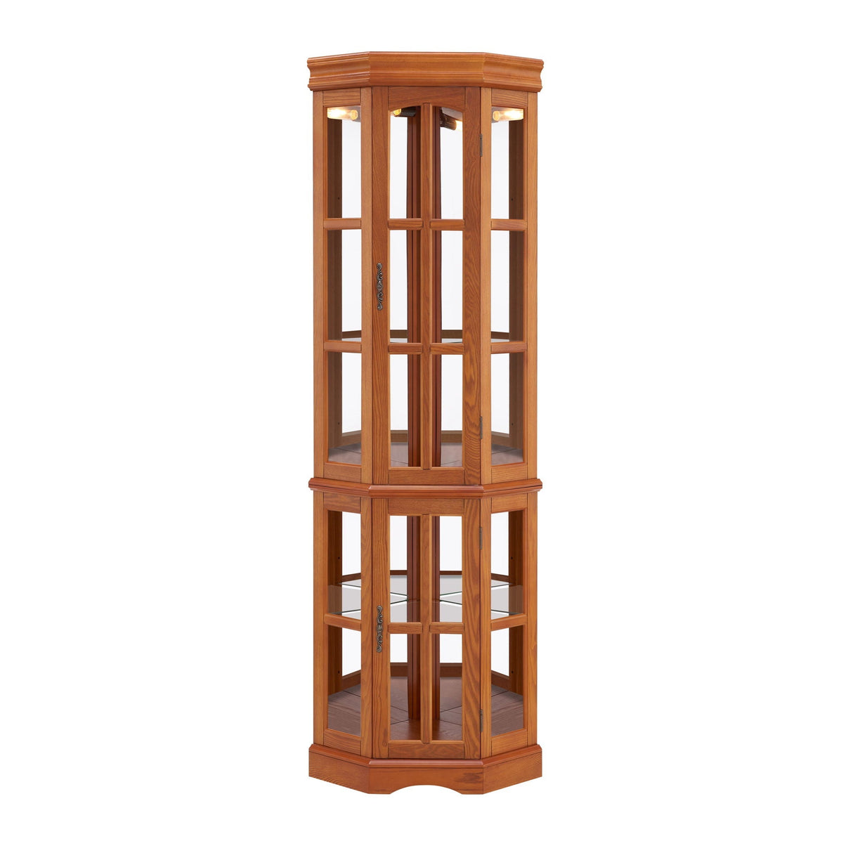 Corner Curio Cabinet With 5 Shelves And Lighting System