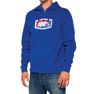 100% Official Fleece Zip-Up Hoodie - Royal - Small 20032-00020