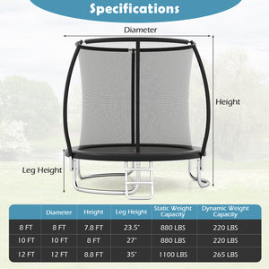 8FT Outdoor Heavy-Duty Recreational Trampoline-Black