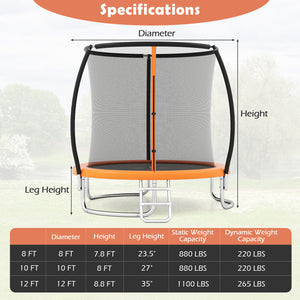 8FT Outdoor Heavy-Duty Recreational Trampoline-Orange