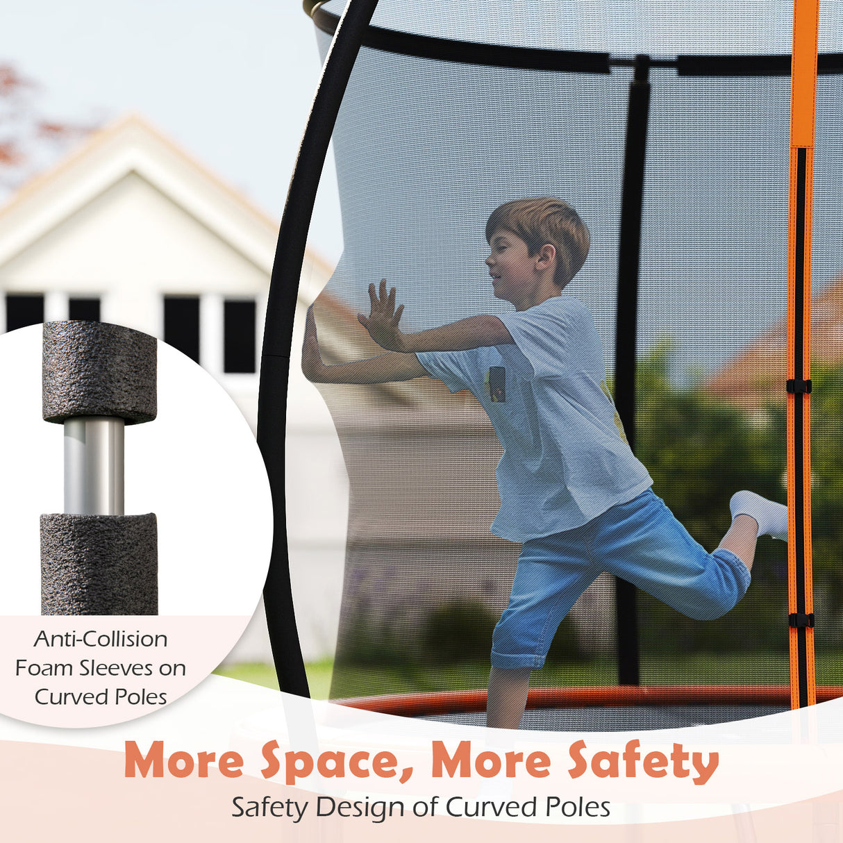 8FT Outdoor Heavy-Duty Recreational Trampoline-Orange