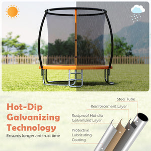 8FT Outdoor Heavy-Duty Recreational Trampoline-Orange