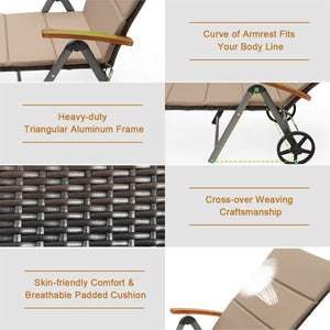 Outdoor Chaise Lounge Chair Rattan Lounger Recliner Chair