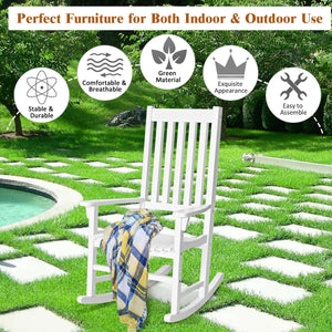 Indoor Outdoor Wooden High Back Rocking Chair-Black