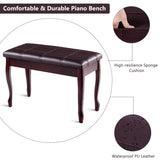 Solid Wood PU Leather Piano Bench with Storage-Black