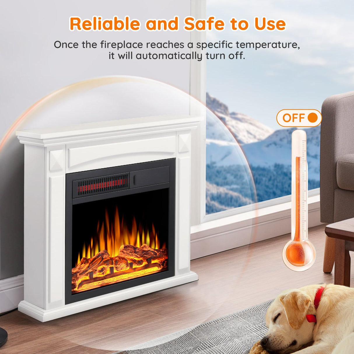 27” Electric Fireplace Mantel Wooden Surround Firebox M1806