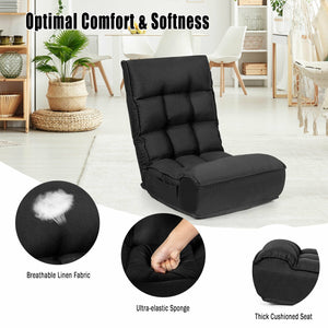 4-Position Adjustable Floor Chair Folding Lazy Sofa-Gray