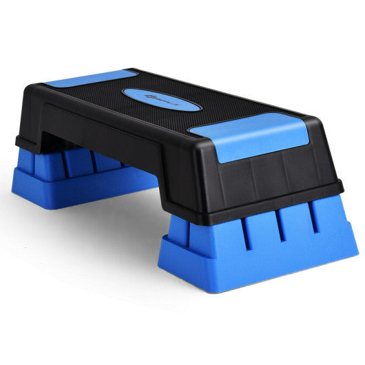 Aerobic Exercise Stepper Trainer with Adjustable Height 5 Inch- 7 Inch- 9 Inch-Blue
