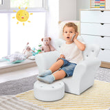 Pink Kids Sofa Armrest Couch with Ottoman-Pink