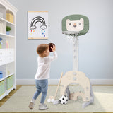 3-in-1 Adjustable Kids Basketball Hoop Sports Set-Yellow
