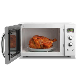 0.9 Cu.ft Retro Countertop Compact Microwave Oven-White by DirectDeals