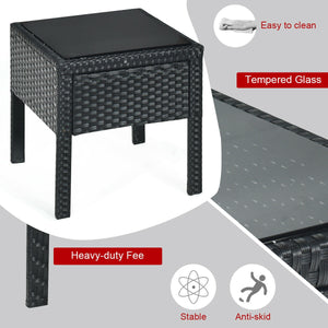 3 Pieces Outdoor Rattan Patio Conversation Set with Seat Cushions-White