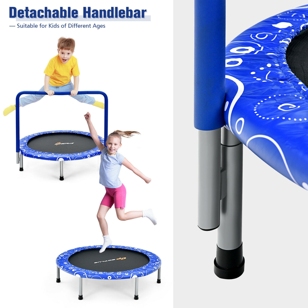36 Inch Kids Trampoline Mini Rebounder with Full Covered Handrail-Pink