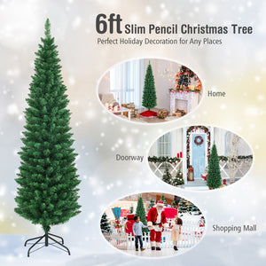 PVC Artificial Slim Pencil Christmas Tree-6 Feet