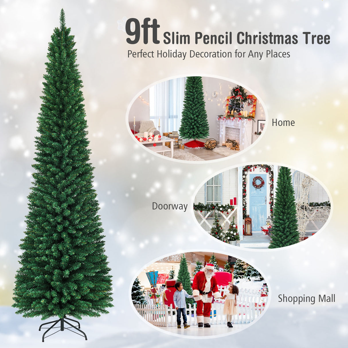 PVC Artificial Slim Pencil Christmas Tree-5 Feet