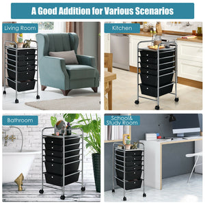 6 Drawers Rolling Storage Cart Organizer-Transparent Multicolor
