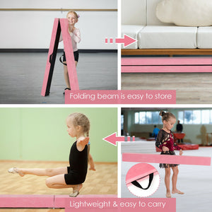 7 Feet Folding Portable Floor Balance Beam with Handles for Gymnasts-Blue