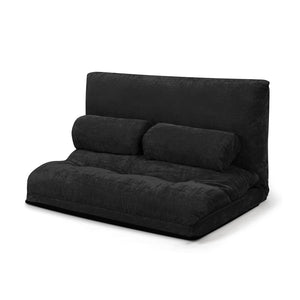 6-Position Adjustable Sleeper Lounge Couch with 2 Pillows-Beige