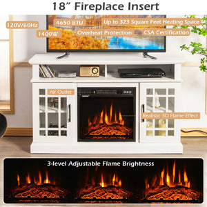 48 Inch Electric Fireplace TV Stand with Cabinets for TVs Up to 55 Inch-Black