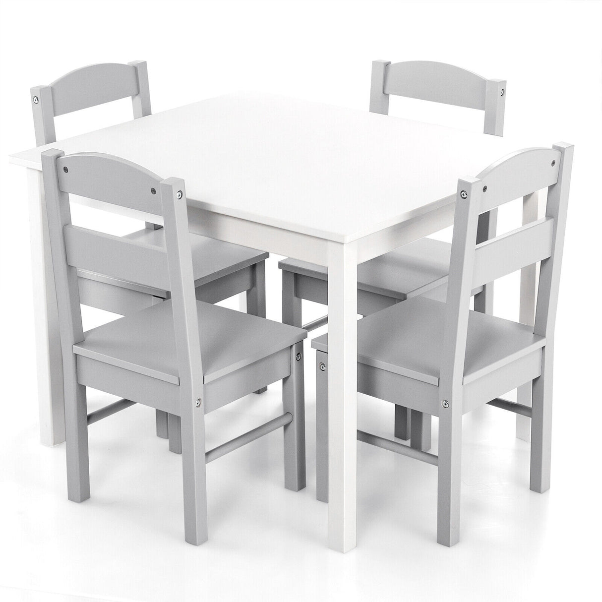 5 pcs Kids Pine Wood Multicolor Table Chair Set