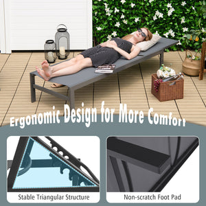 6-Position Chaise Lounge Chairs with Rustproof Aluminium Frame-Black