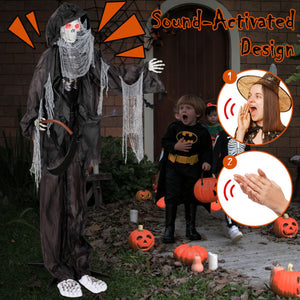 8.5 Feet Halloween Decoration Animated Standing Grim Reaper with Glowing Eyes
