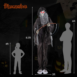 8.5 Feet Halloween Decoration Animated Standing Grim Reaper with Glowing Eyes