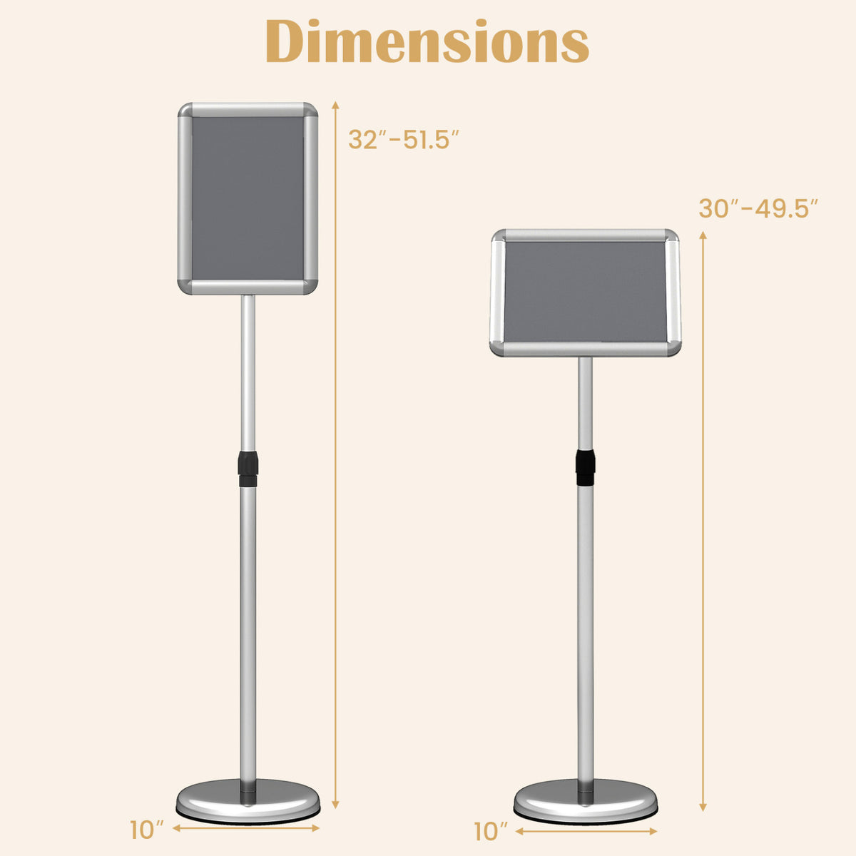 8.5 x 11Inch Sign Holder Stand with Snap-Open Frame and 360Â° Rotation-Silver