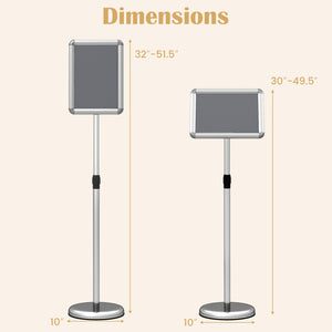 8.5 x 11Inch Sign Holder Stand with Snap-Open Frame and 360Â° Rotation-Silver