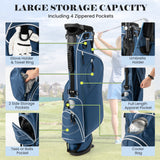Golf Stand Cart Bag with 4 Way Divider Carry Organizer Pockets-Black