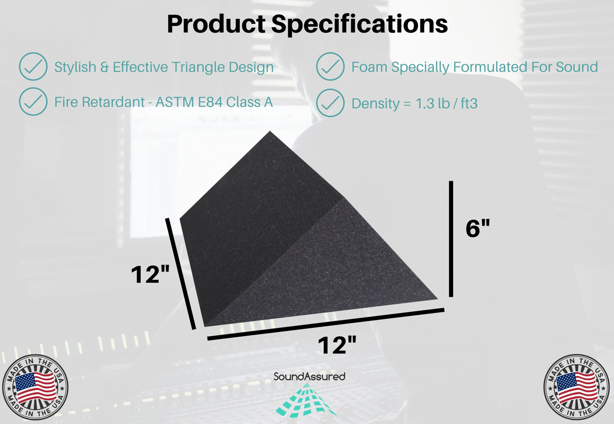 6 Inch Thick Triangle Shape Foam Panels - 12x12x6"