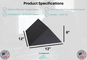 6 Inch Thick Triangle Shape Foam Panels - 12x12x6"