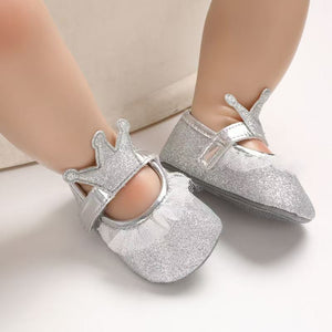 Newborn Infant Baby Girls Shoes Toddler Kids Princess Crown Glitter Design Shoes Soft Sole Anti-slip