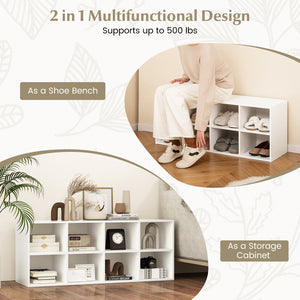 8 Cubbies Shoe Organizer with 500 LBS Weight Capacity-White